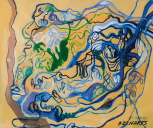 organic shapes created with oil applied on canvas