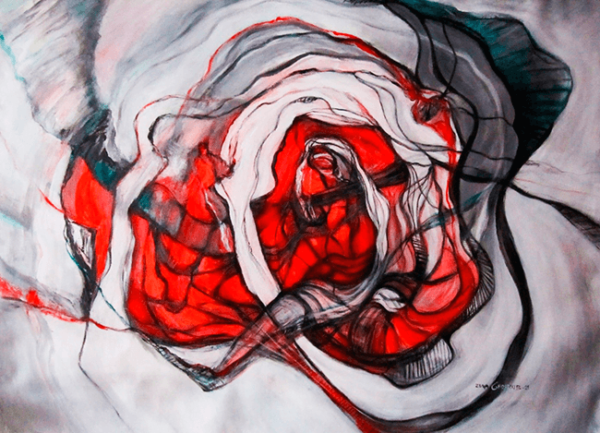 Fabric Flower of the universe is an acrylic painting on canvas