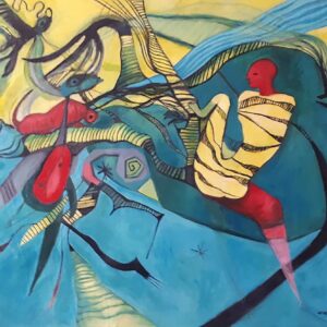 The Journey-1jpg Acrylic painting on canvas titled , The Journey, is a contemporary figurative art. by the artist Zena Ghossoub