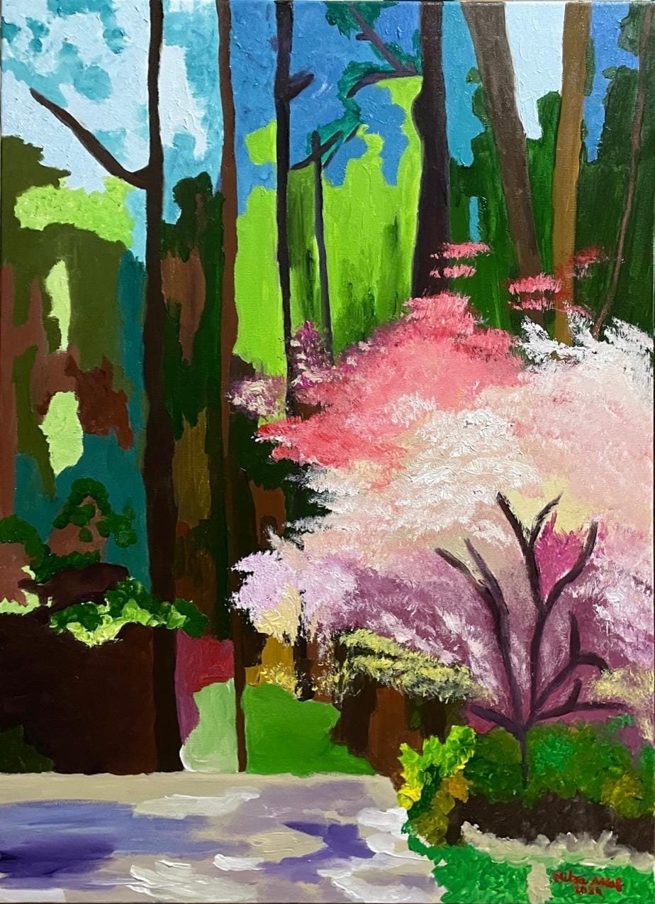 Acrylic painting on canvas, titled Le seuil size 75x55cm, by the Lebanese artist Mitsa Assaf