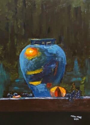 Acrylic painting on canvas, titled Le resistant, size 70x50cm, by the Lebanese artist Mitsa Assaf