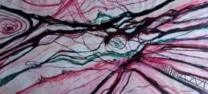 Acrylic painting on canvas titled by Stimulation, size 80x160cm, created by the artist Zena Ghossoub