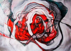 Flower-I of the universe is an acrylic painting on canvas size 100 x 140cm by Zena Ghossoub