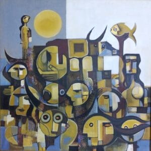 Artist Alaa Albaldawi Size 70x70 cm Price: $4500 Type of materials acrylic colors with oil colors on canvas Working title The Noise of Silence 2023