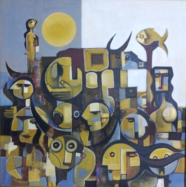 Size 70x 70 cm Title The Noise of Silence 2026-08-13 at 7.46.12 PM Artist Alaa Albaldawi Size 70x70 cm Price: $4500 Type of materials acrylic colors with oil colors on canvas Working title The Noise of Silence 2023