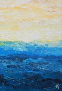  Artwork Information Series: State of Becoming; Title Still Between; Artist: Asya Dimitrova Medium: Acrylic on stretched canvas Dimensions: 50 × 100 cm Signature: Hand-signed, front (lower right) and verso Year: 2026