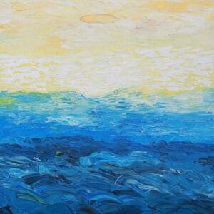  Artwork Information Series: State of Becoming; Title Still Between; Artist: Asya Dimitrova Medium: Acrylic on stretched canvas Dimensions: 50 × 100 cm Signature: Hand-signed, front (lower right) and verso Year: 2026