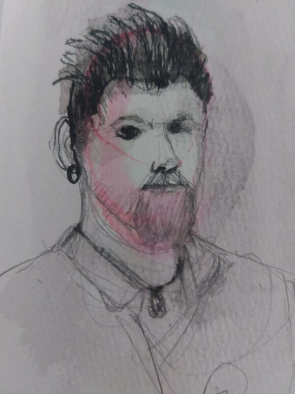 Portrait drawings 20260716_163859 portrait sketches mixed media ink on cardboard by Zena Ghossoub